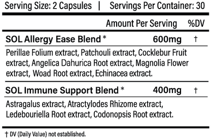 Allergy Ease - Allergy Supplement Ingredients - SOL Nutrition