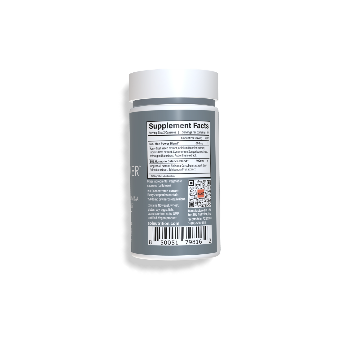 Man Power - men's energy supplement facts - SOL Nutrition