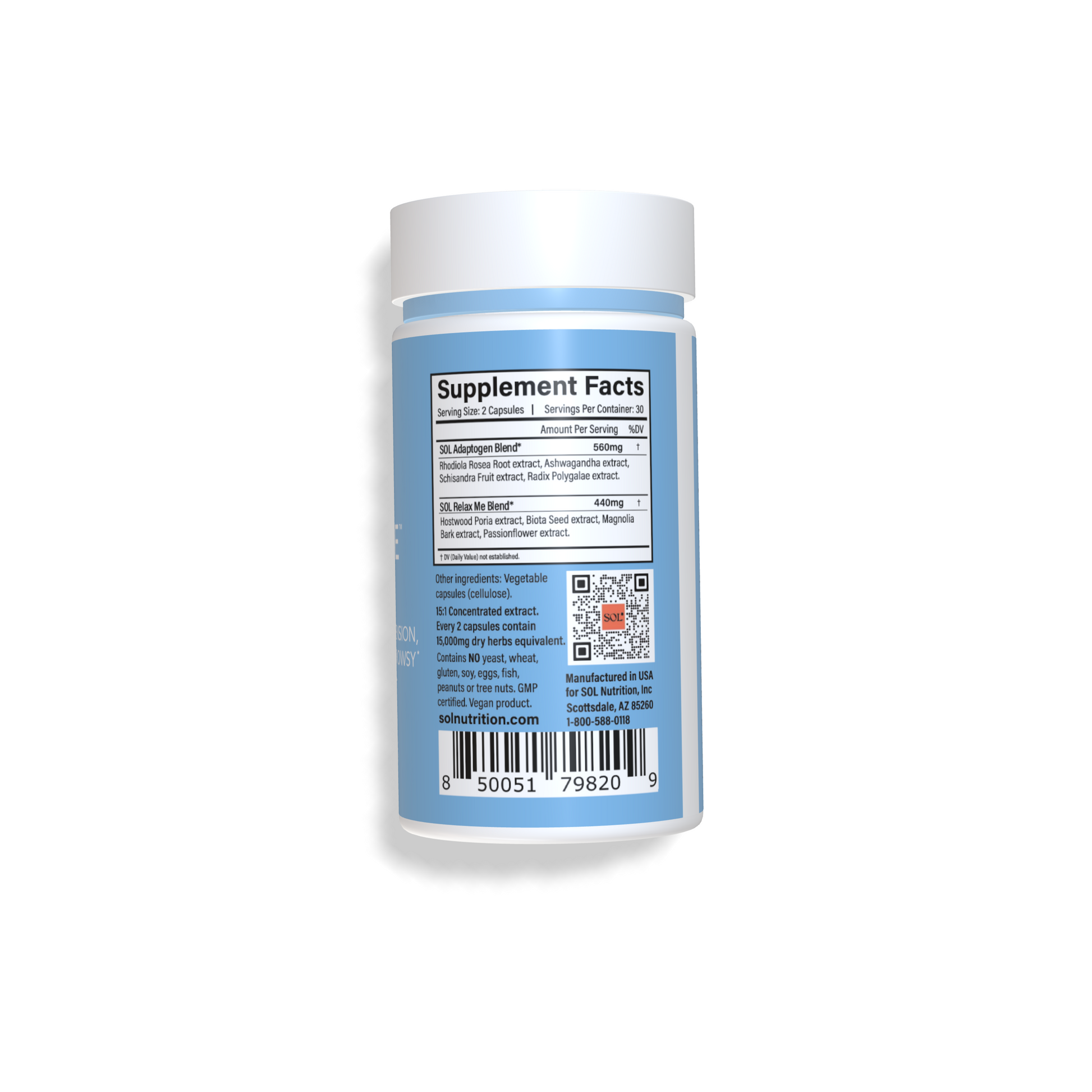 Relax Me Natural Supplements for Relaxation - Herbal Blend - SOL Nutrition