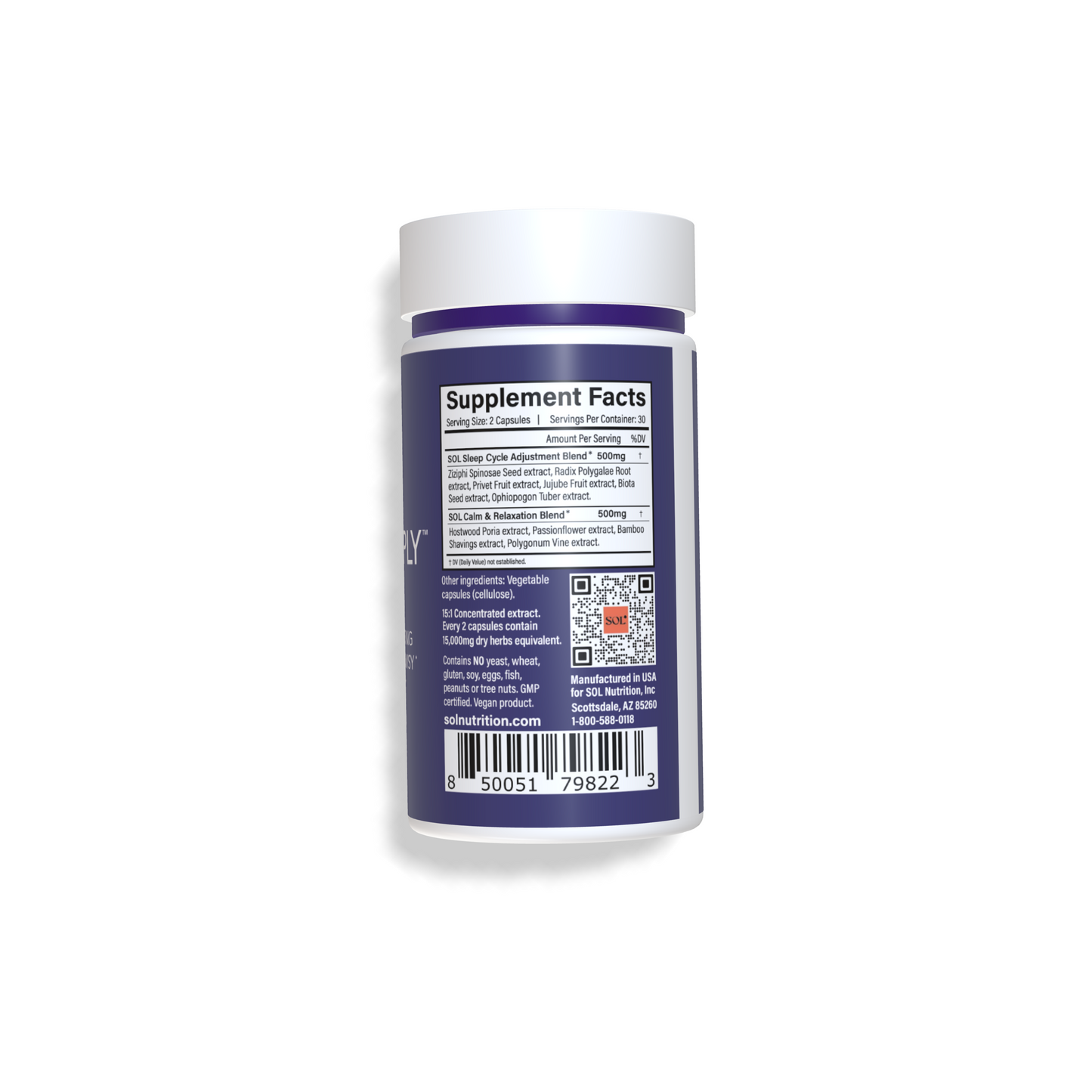 SLEEP DEEPLY - deep sleep supplement facts - SOL Nutrition