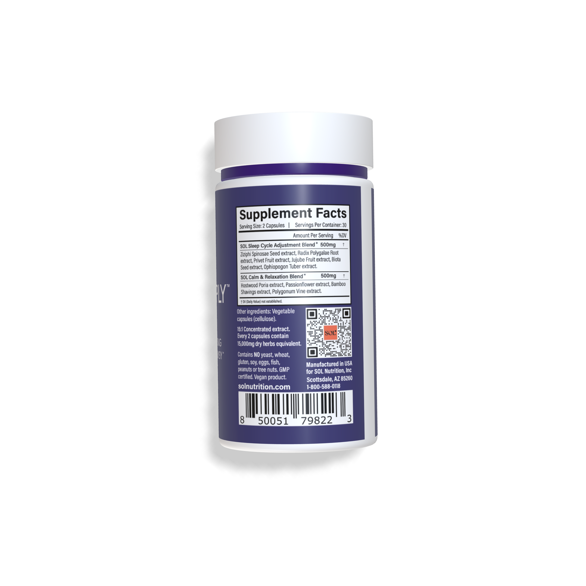 SLEEP DEEPLY - deep sleep supplement facts - SOL Nutrition