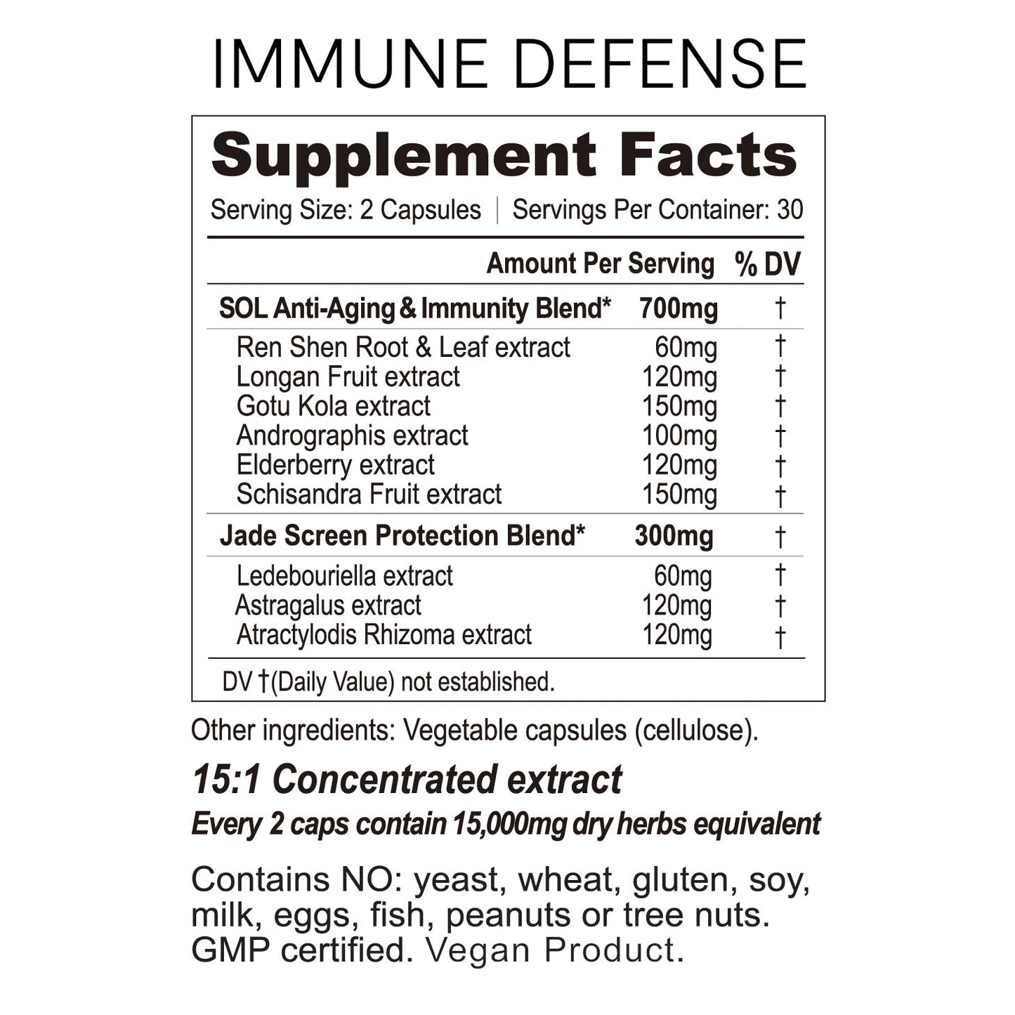 Immune Defense - Natural Immune System Supplements with Herbs and Vitamins - SOL Nutrition